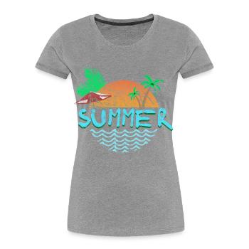 Strand - Frauen Premium Bio T-Shirt - Grau meliert - Vorne - Mia (176cm)