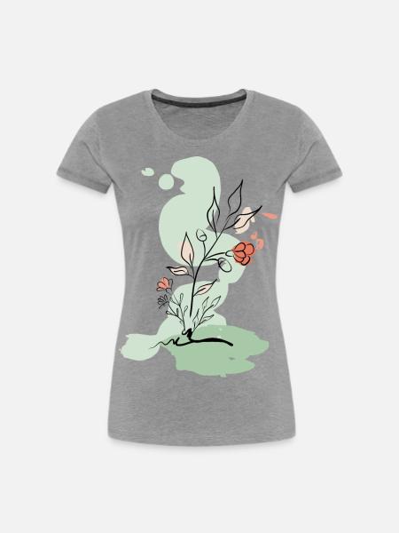 wilde Blumenwiese - Frauen Premium Bio T-Shirt - Grau meliert
