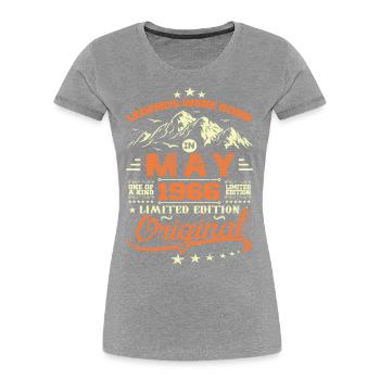 Mai 1966 Jahrgang Geboren im Mai 1966 Geburtstag Mai - Frauen Premium Bio T-Shirt - Grau meliert - Vorne - Mia (176cm)