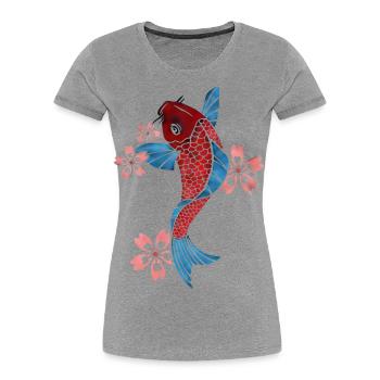 Carpe koi - T-shirt bio Premium Femme - gris chiné - Devant - Mia (176cm)