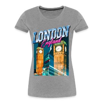 London England UK City Skyline Vintage Retro - Women's Premium Organic T-Shirt - heather grey - Front - Mia (176cm)