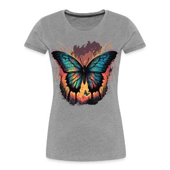 Butterfly Sunset - Women's Premium Organic T-Shirt - heather grey - Front - Mia (176cm)