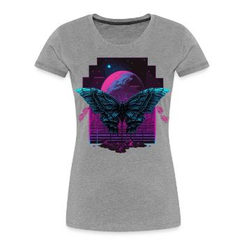 Buttterfly at Vaporwave Night - Women's Premium Organic T-Shirt - heather grey - Front - Mia (176cm)