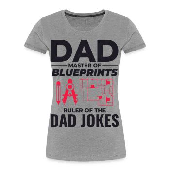 Architekt : Meister der Blaupausen und Papa-Witze 📐 - Frauen Premium Bio T-Shirt - Grau meliert - Vorne - Mia (176cm)