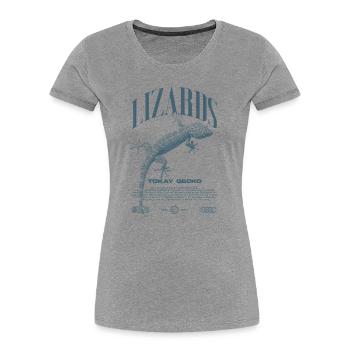 Tokay Gecko Streetwear Lizard Keeper - T-shirt bio Premium Femme - gris chiné - Devant - Mia (176cm)