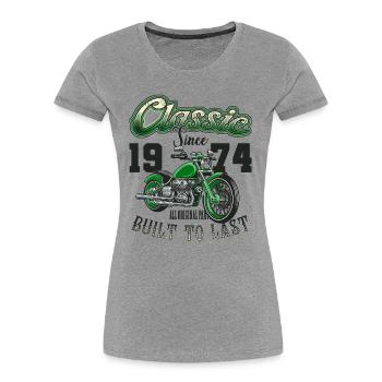 Motorcycle Bikers Motorbike Birthday Born In 1974 - Women's Premium Organic T-Shirt - heather grey - Front - Mia (176cm)