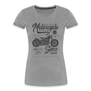 Vintage Motorrad Biker Geburtstag geboren im Jahr 2010 - Frauen Premium Bio T-Shirt - Grau meliert - Vorne - Mia (176cm)