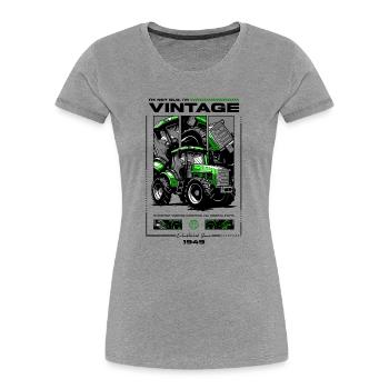 Anniversaire De Fermier De Tracteur D’époque Né En 1949 - T-shirt bio Premium Femme - gris chiné - Devant - Mia (176cm)