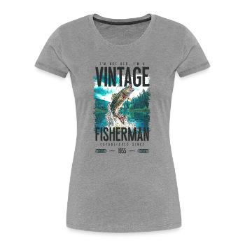 Vintage Trout Fisherman Fishing Birthday 1955 - Women's Premium Organic T-Shirt - heather grey - Front - Mia (176cm)