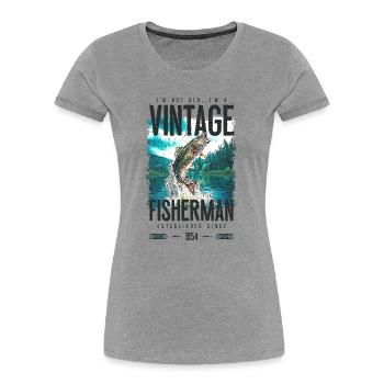 Vintage Trout Fisherman Fishing Birthday 1954 - Women's Premium Organic T-Shirt - heather grey - Front - Mia (176cm)
