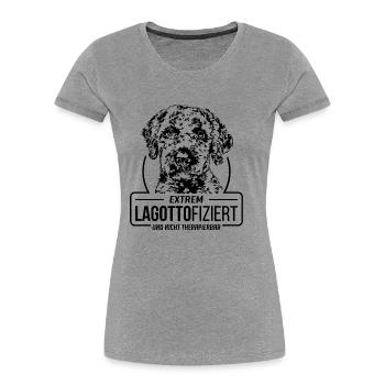 LAGOTTOFIZIERT Lagotto Romagnolo Hunde Wilsigns - Frauen Premium Bio T-Shirt - Grau meliert - Vorne - Mia (176cm)