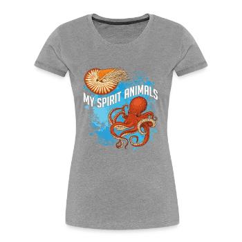 Nautilus und Oktopus sind meine Lieblingstiere - Frauen Premium Bio T-Shirt - Grau meliert - Vorne - Mia (176cm)