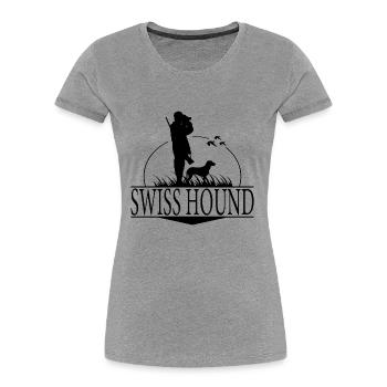 CHIEN SUISSE Chien de chasse Race Chasseur Chien de chasse Wilsigns - T-shirt bio Premium Femme - gris chiné - Devant - Mia (176cm)