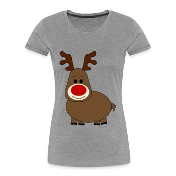 Noël des rennes - T-shirt bio Premium Femme - gris chiné - Devant - Mia (176cm)