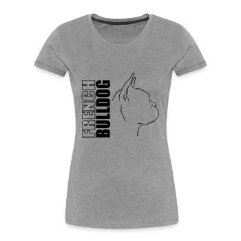 Profil Bouledogue Français Chiens Chien Wilsigns - T-shirt bio Premium Femme - gris chiné - Devant - Mia (176cm)
