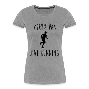 j'peux pas j'ai running - T-shirt bio Premium Femme - gris chiné - Devant - Mia (176cm)