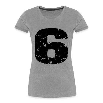 Maillot 6 numéros - T-shirt bio Premium Femme - gris chiné - Devant - Mia (176cm)