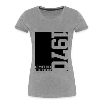 LIMITED EDITION 1970 56TH BIRTHDAY - Women's Premium Organic T-Shirt - heather grey - Front - Mia (176cm)