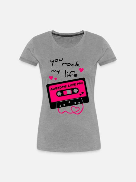 love mix tape - Frauen Premium Bio T-Shirt - Grau meliert