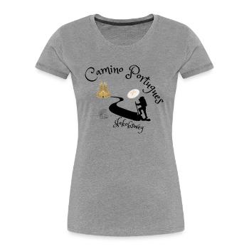 Jakobsweg - Camino Portugues - Frauen Premium Bio T-Shirt - Grau meliert - Vorne - Mia (176cm)