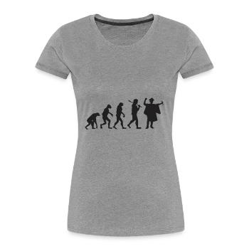 Abschlussfeier - Evolution - Geschenk - Frauen Premium Bio T-Shirt - Grau meliert - Vorne - Mia (176cm)
