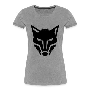 Wolf front Logo böser Blick - Frauen Premium Bio T-Shirt - Grau meliert - Vorne - Mia (176cm)