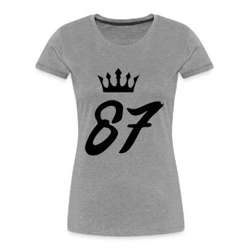 87 Zahl Krone - Frauen Premium Bio T-Shirt - Grau meliert - Vorne - Mia (176cm)