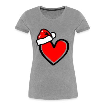 Coeur Noël Noël - T-shirt bio Premium Femme - gris chiné - Devant - Mia (176cm)