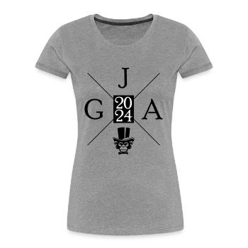 Enterrement de vie de garçon 2024 singe - T-shirt bio Premium Femme - gris chiné - Devant - Mia (176cm)