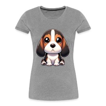 Digital illustration of cute Basset Hound - Women's Premium Organic T-Shirt - heather grey - Front - Mia (176cm)