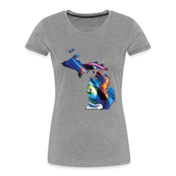Michigan (United States) | Real Flag | Flag Map - Women's Premium Organic T-Shirt - heather grey - Front - Mia (176cm)