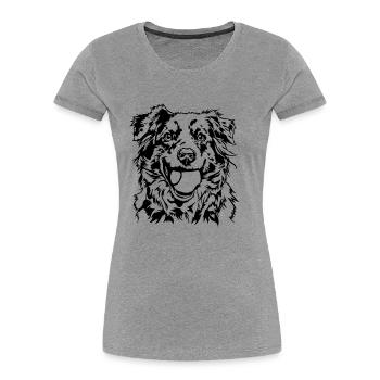 Australian Shepherd Ball Ball Junkie Dogs Wilsigns - Women's Premium Organic T-Shirt - heather grey - Front - Mia (176cm)