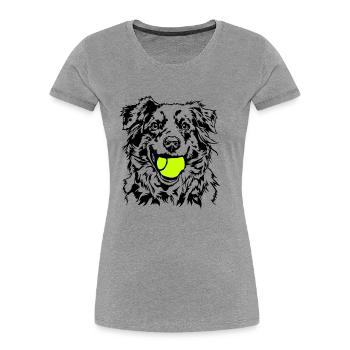 Australian Shepherd Ball Ball Junkie Dogs Wilsigns - Women's Premium Organic T-Shirt - heather grey - Front - Mia (176cm)