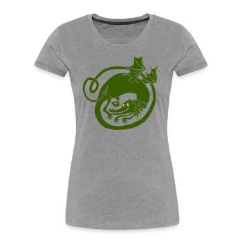 Drache (dunkler) - Frauen Premium Bio T-Shirt - Grau meliert - Vorne - Mia (176cm)