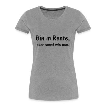 Rente - wie neu - Frauen Premium Bio T-Shirt - Grau meliert - Vorne - Mia (176cm)