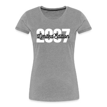 2007 Limited Edition Geburtstagsshirt - Frauen Premium Bio T-Shirt - Grau meliert - Vorne - Mia (176cm)