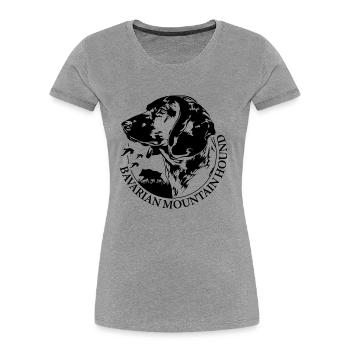 BAVARIAN MOUNTAIN HOUND Chiens de chasse Wilsigns - T-shirt bio Premium Femme - gris chiné - Devant - Mia (176cm)