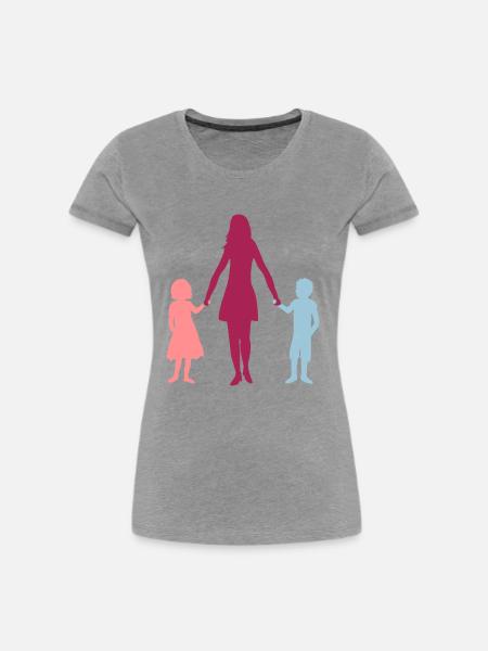 Mama 2 Kinder - Frauen Premium Bio T-Shirt - Grau meliert