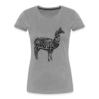 Alpaka Tribal Tattoo - Frauen Premium Bio T-Shirt - Grau meliert - Vorne - Mia (176cm)