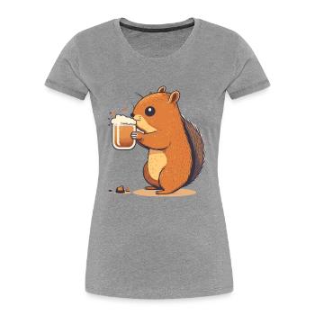 Écureuil doux à la bière - T-shirt bio Premium Femme - gris chiné - Devant - Mia (176cm)