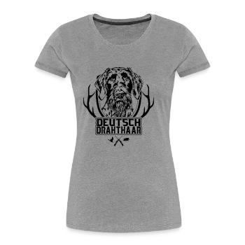 German Wirehaired Portrait Dogs Hunting Dog Wilsigns - Women's Premium Organic T-Shirt - heather grey - Front - Mia (176cm)