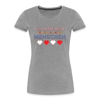 Valentinstag Jahrestag Hochzeitstag Humor lustig - Frauen Premium Bio T-Shirt - Grau meliert - Vorne - Mia (176cm)