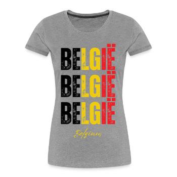 Belgischer Stolz, Flagge Belgiens - Frauen Premium Bio T-Shirt - Grau meliert - Vorne - Mia (176cm)