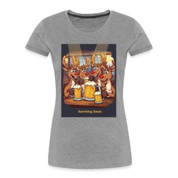 Weihnachten überleben - Frauen Premium Bio T-Shirt - Grau meliert - Vorne - Mia (176cm)