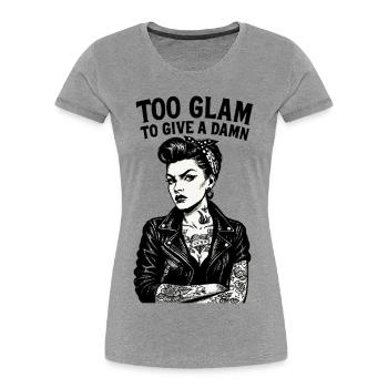 Rockabella Pin-Up: Outlaw Tattoo Girl & Lederjacke - Frauen Premium Bio T-Shirt - Grau meliert - Vorne - Mia (176cm)