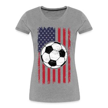 USA Football Pride World Cup T-Shirt - Frauen Premium Bio T-Shirt - Grau meliert - Vorne - Mia (176cm)
