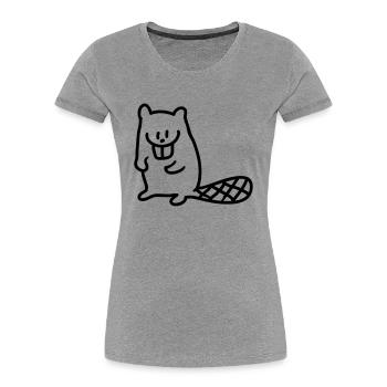 Biber - ligne - T-shirt bio Premium Femme - gris chiné - Devant - Mia (176cm)