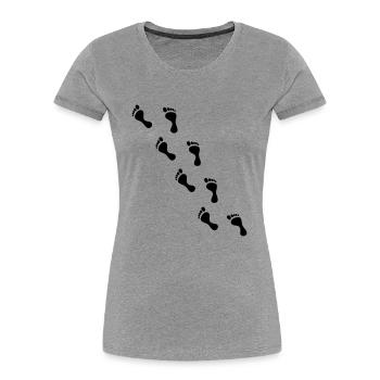 Spuren - Frauen Premium Bio T-Shirt - Grau meliert - Vorne - Mia (176cm)