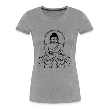 Buddha sitting - T-shirt bio Premium Femme - gris chiné - Devant - Mia (176cm)