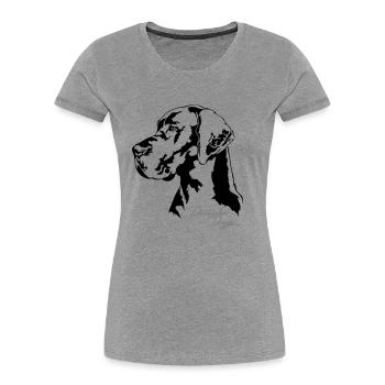 DEUTSCHE DOGGE Portrait Wilsigns - Frauen Premium Bio T-Shirt - Grau meliert - Vorne - Mia (176cm)